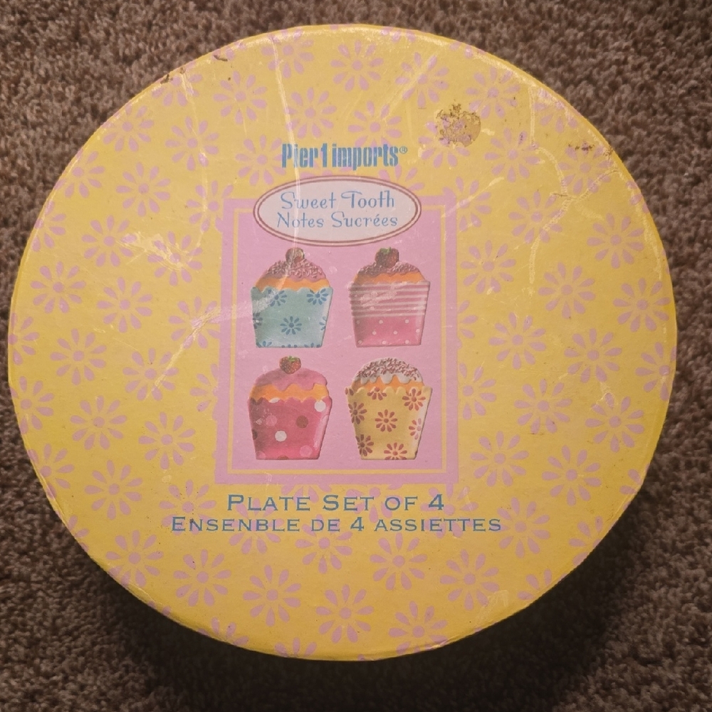 Pier 1 Sweet Tooth Cupcake Plate Set - Yellow and Multicolor